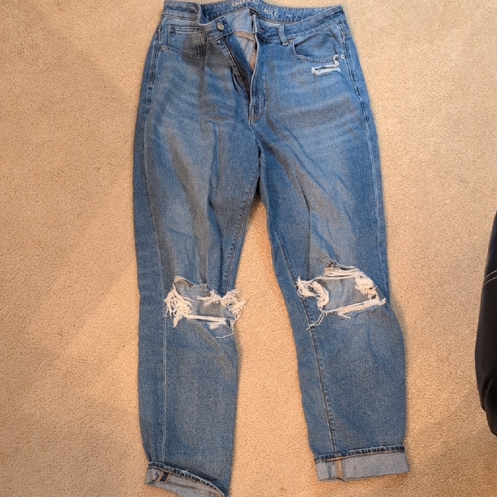 American Eagle Outfitters Ripped Blue Boyfriend Jeans